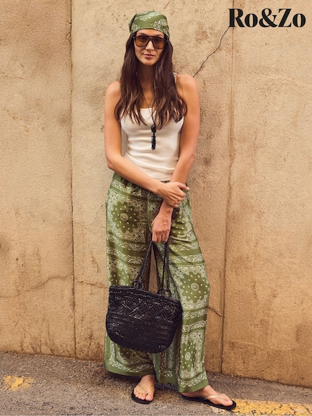 أخضر - Ro&zo Paisley Printed Trousers