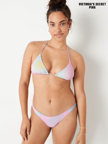 Victoria's Secret PINK Purple Multi Crinkle Triangle Halterneck Bikini Top (R80654) | €22.50