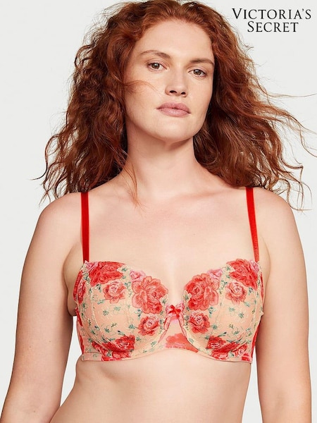 Victoria's Secret Tomato Red Embroidered Illuminating Blooms Demi Bra (R83656) | €31