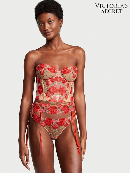 Victoria's Secret Tomato Red Embroidered Illuminating Blooms Garter (R83677) | €25