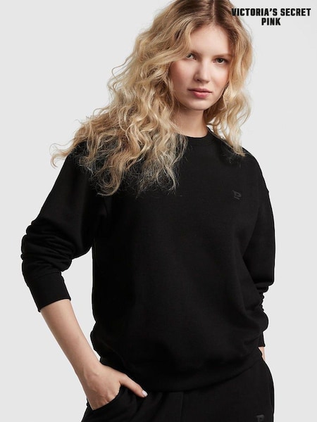 Victoria's Secret PINK Pure Black Fleece Oversized Sweatshirt (R83973) | €25