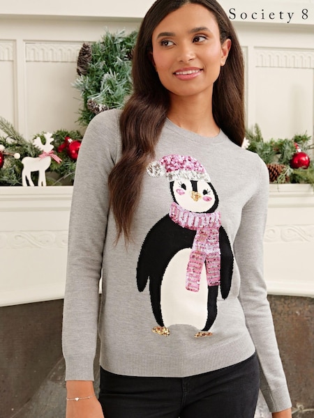 Society 8 Light Grey Christmas Jumper - Women (R84765) | €19