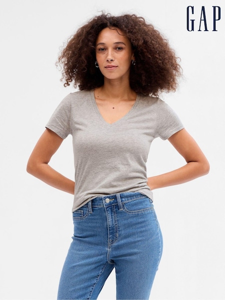 Vaalean harmaa - Gap Suosikit Cotton-Modal Lyhyt hiha T-paita (R91641) | €19