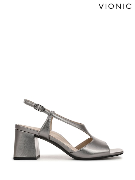 Silver - Vionic Raquel Regular Fit Arch Support Slingbacks