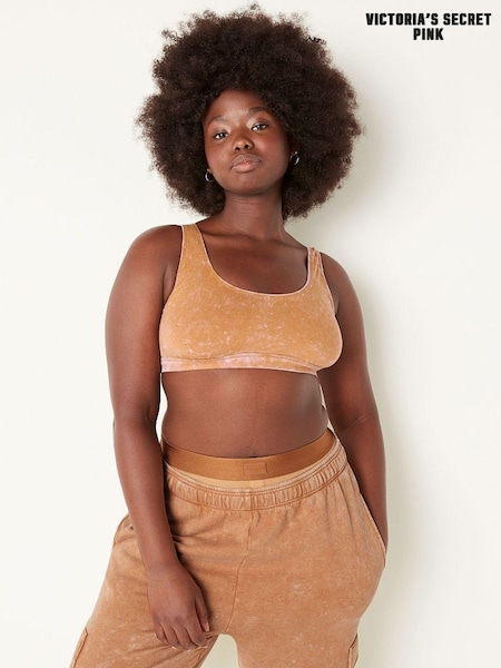 Victoria's Secret PINK Warm Brown Wash Loungin' Cotton Scoop Bralette (RG3802) | €8