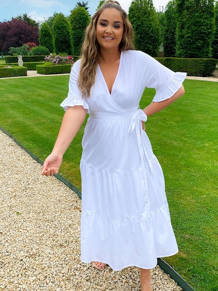 In The Style White Jac Jossa Wrap Tiered Midi Dress (RV6986) | €19.50