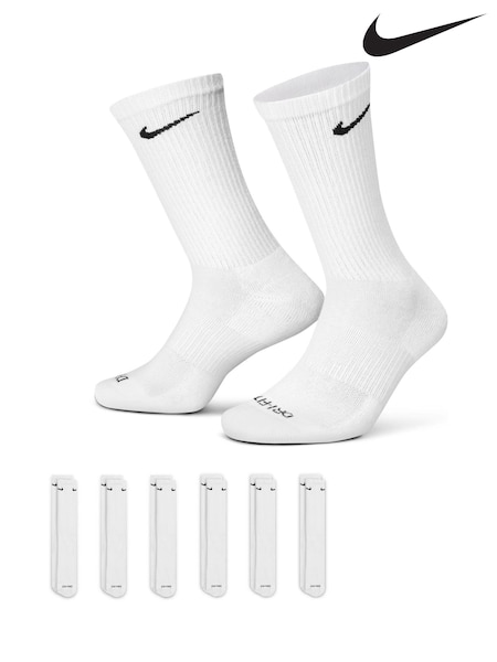 Nike White Everyday Plus Cushioned Training Crew Socks 6 Pack (T00318) | €33