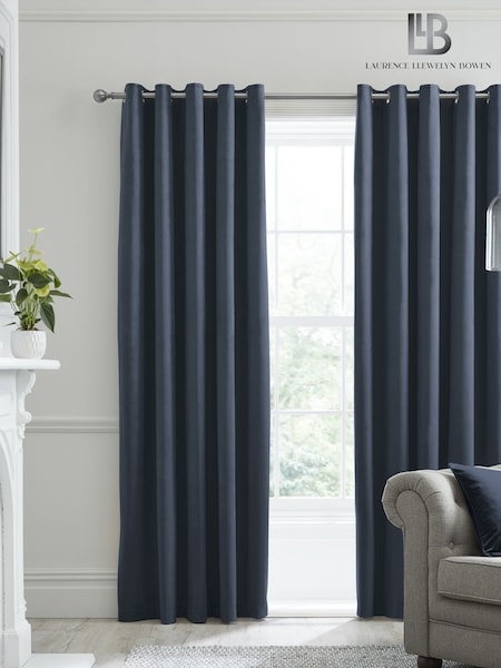 Laurence Llewelyn-Bowen Navy Montrose Velvet Blackout Thermal Eyelet Curtains (T00828) | $58 - $152