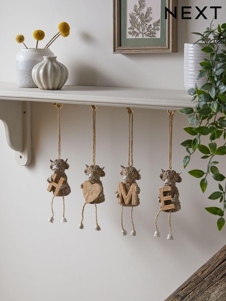 Natural Hamish The Highland Cow Monogram Hanging Decoration (T01586) | $13