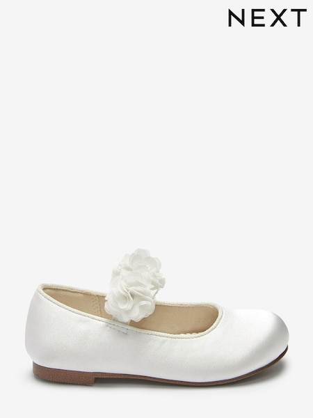 White Stain Resistant Satin Standard Fit (F) Bridesmaid Collection Corsage Mary Jane Occasion Shoes (T01693) | €16 - €17