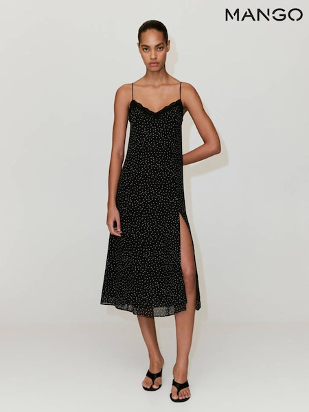 Black - Mango Polka Dot Cami Midi Dress