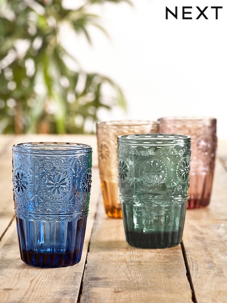 Set of 4 Multi Claro Tumbler Glasses (T03682) | $26