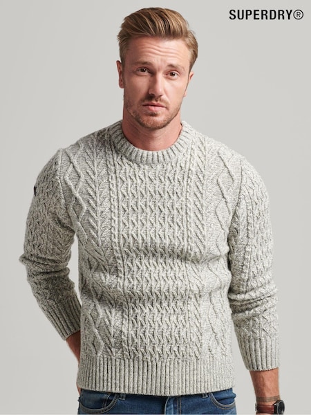 Gri - Pulover la baza gâtului cu torsade Superdry Jacob   (T03742) | 220 LEI