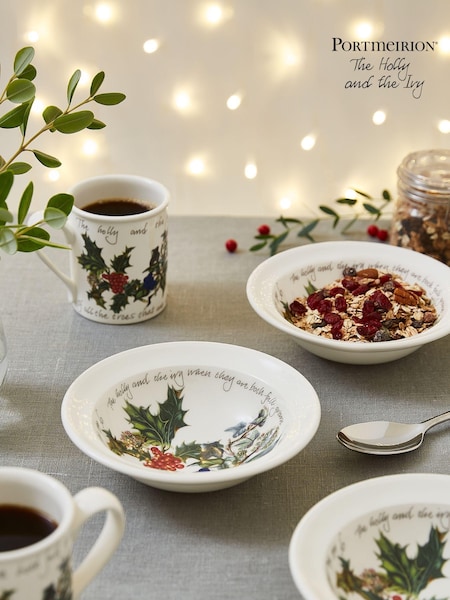 Portmeirion Set of 6 White Holly & Ivy Oatmeal 6 Inch Bowls (T04070) | €155