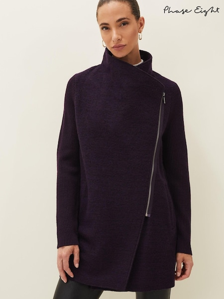 Phase Eight Purple Byanca Zip Knit Coat (T04642) | €83