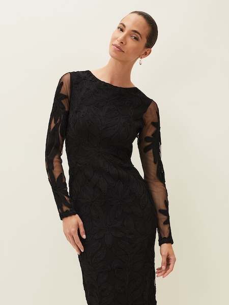Phase Eight Black Tapework Isobel Lace Dress (T04654) | €152