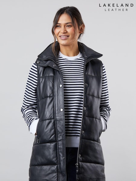 Lakeland Clothing Leather Lowood Long Black Gilet (T04692) | €121