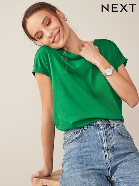 Green Bright Cap Sleeve T-Shirt Top (T04927) | 23 QAR
