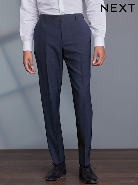 Navy Tailored Fit Signature TG Di Fabio Wool Rich Check Suit: Trousers (T06049) | €25