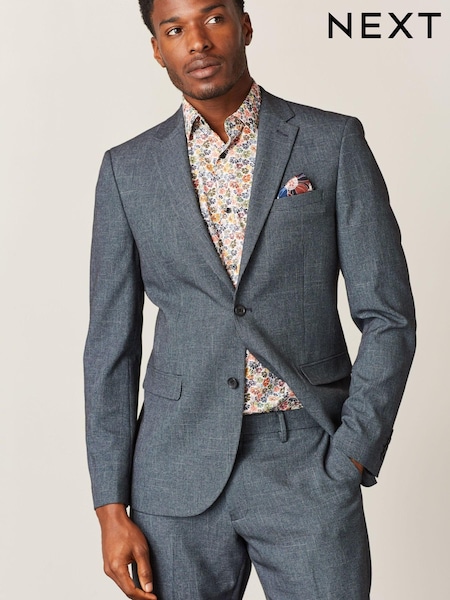 Blue Slim Fit Motion Flex Textured Suit (T06069) | €24