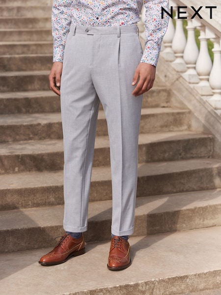 Light Grey Relaxed Fit Motionflex Stretch Suit Trousers (T06072) | 99 QAR