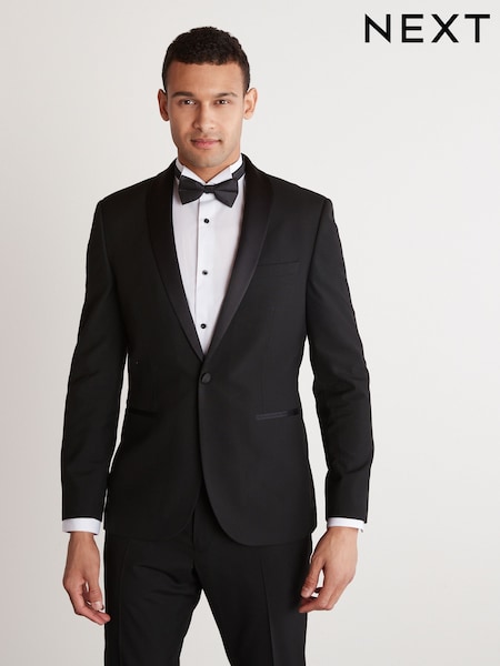 Black Shawl Slim Fit Tuxedo Suit Jacket (T06115) | AED280