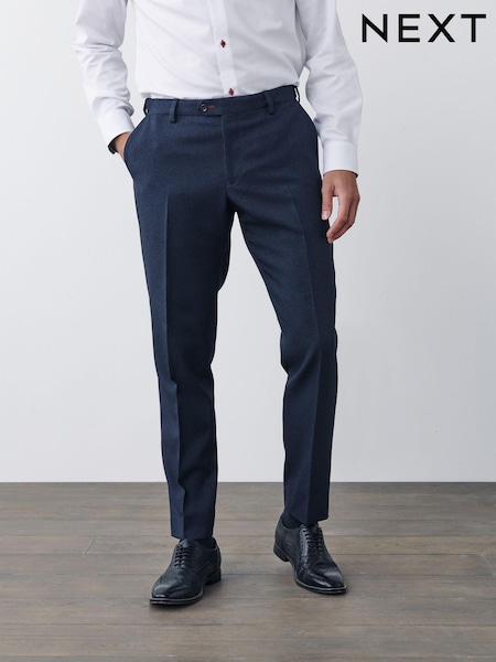 Navy Blue Slim Fit Puppytooth Design Suit Trousers (T06120) | €60