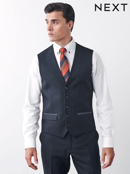 Navy Blue Regular Fit Puppytooth Design Waistcoat (T06121) | SGD 80