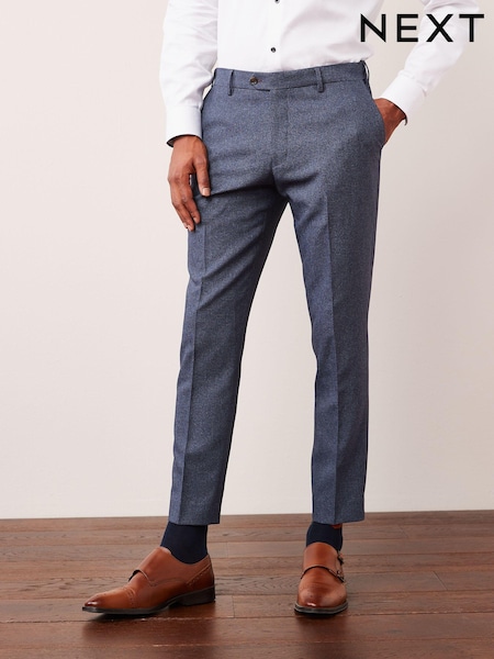 Голубой - Slim Fit Puppytooth Design Suit Trousers (T06123) | €48