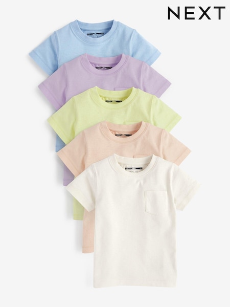 Pastel Multi 100% Cotton Short Sleeve T-Shirts 5 Pack (3mths-7yrs) (T06539) | €8.50 - €11.50