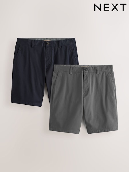 Navy/Charcoal Slim Fit Stretch Chino Shorts 2 Pack (T06765) | AED166