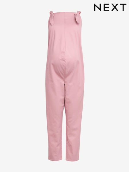 Розовый - Maternity Adjustable Strap Cotton Relaxed Jumpsuit (T06956) | €12