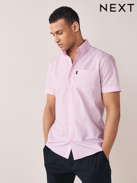 Light Pink Slim Fit Easy Iron Button Down Oxford Shirt (T08863) | €8