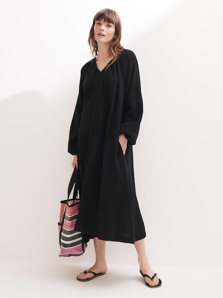 Mads Norgaard Womens V-Neck Kaftan Long Sleeve Midi Dress (T09072) | €88