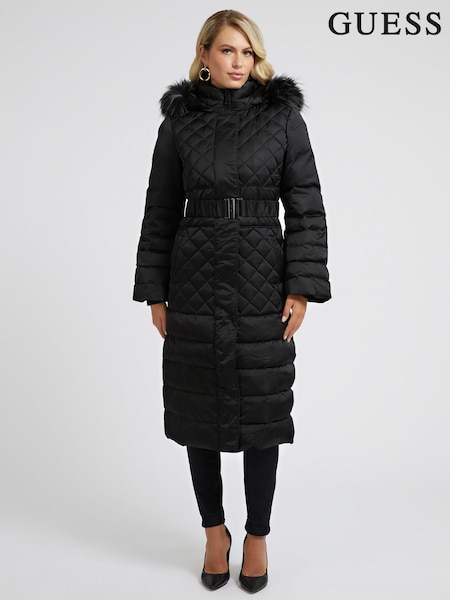 Guess Marlene Black Longline Quilted Down Jacket (T09398) | €464