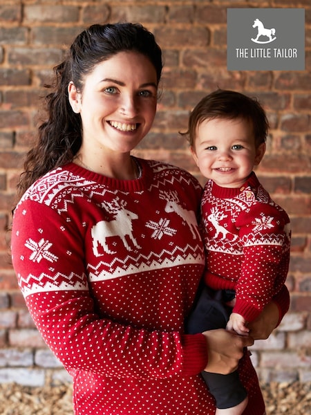 The Little Tailor Womens Christmas 100% Cotton Reindeer Fairisle Pattern Jumper (T09854) | $113