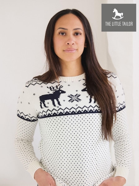 The Little Tailor Womens Christmas 100% Cotton Reindeer Fairisle Pattern Jumper (T09855) | $113