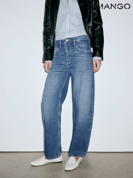 Blue - Mango High Waisted Barrell Leg Jeans