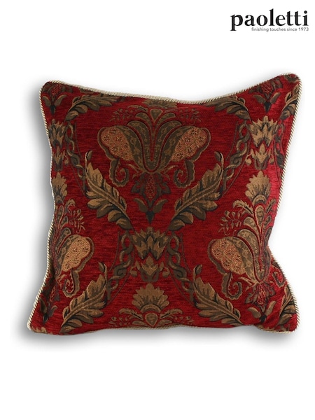 Riva Paoletti Burgundy Red Shiraz Jacquard Polyester Filled Cushion (T11013) | 119 QAR