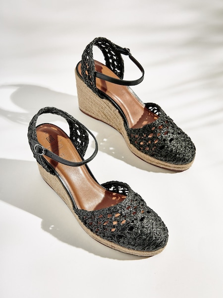 Black Signature Macramé Wedge (T11254) | €20