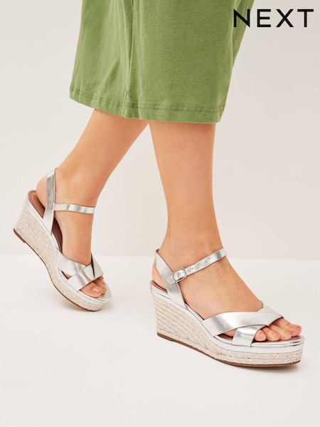 Silver Regular/Wide Fit Forever Comfort® Open Toe Wedges (T11258) | €8