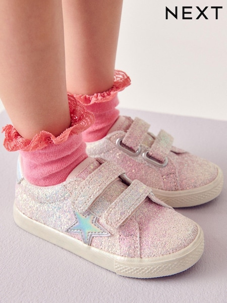 Pink Standard Fit (F) Glitter Star Trainers (T11846) | € 10 - € 12