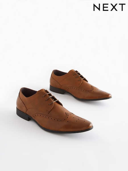 Tan Brown Brogue Shoes (T12362) | AED76