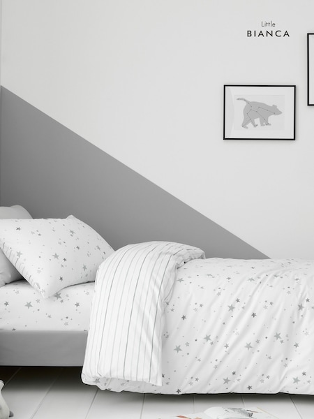 Bianca Grey Kids Stars 100% Cotton Duvet Cover And Pillowcase Set (T12825) | €23 - €37