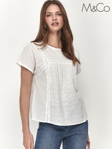 M&Co Petite White Broderie Top (T12886) | €11