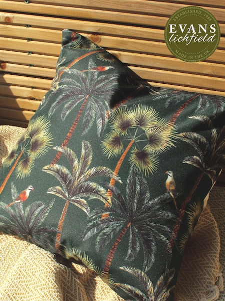 Evans Lichfield Forest Green Palms Outdoor Polyester Filled Cushion (T13258) | $33