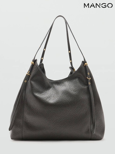 Grey - Mango Slouchy Shoulder Bag With Gold Hardwear