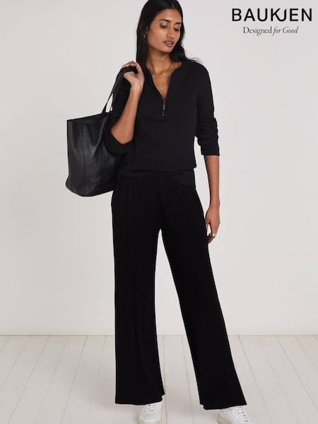 Baukjen Black Palazzo Trousers with Lenzing™ Ecovero™ (T14289) | $104