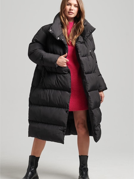 Superdry Black Longline Puffer Coat (T14933) | €51