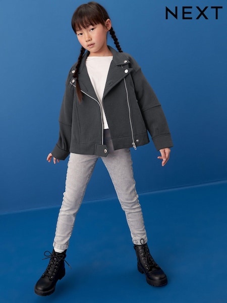 Black Jersey Biker Jacket (3-16yrs) (T14947) | €4 - €5